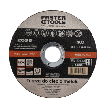 FASTER TOOLS Tarcza do cięcia metalu INOX 125 x 1,6