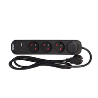 FASTER TOOLS przedłużacz czarny 3gniazda 1,5m z wyłącznikiem USB-A/USB-C