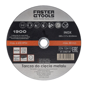 FASTER TOOLS Tarcza do cięcia metalu INOX 115 x 1,0