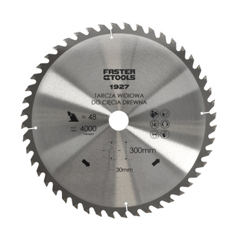 FASTER TOOLS Tarcza widiowa do cięcia drewna 300 x 30 48 2,5 2,0