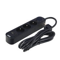 FASTER TOOLS przedłużacz czarny 3gniazda 3,0m z wyłącznikiem USB-A/USB-C