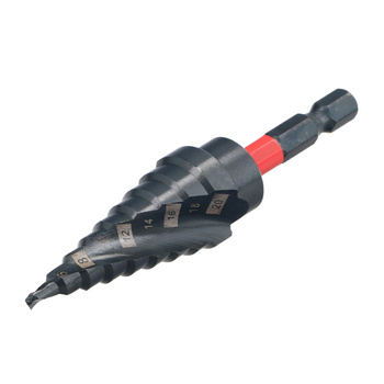 DRAUMET PREMIUM wiertło wielostopniowe skrętne 4-20mm, stal M2, tytanowane, uchwyt 1/4":