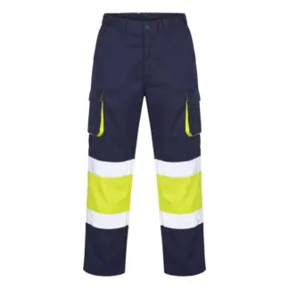 PROTECT2U – spodnie robocze odblaskowe Navy Blue / Hi-Vis Yellow L
